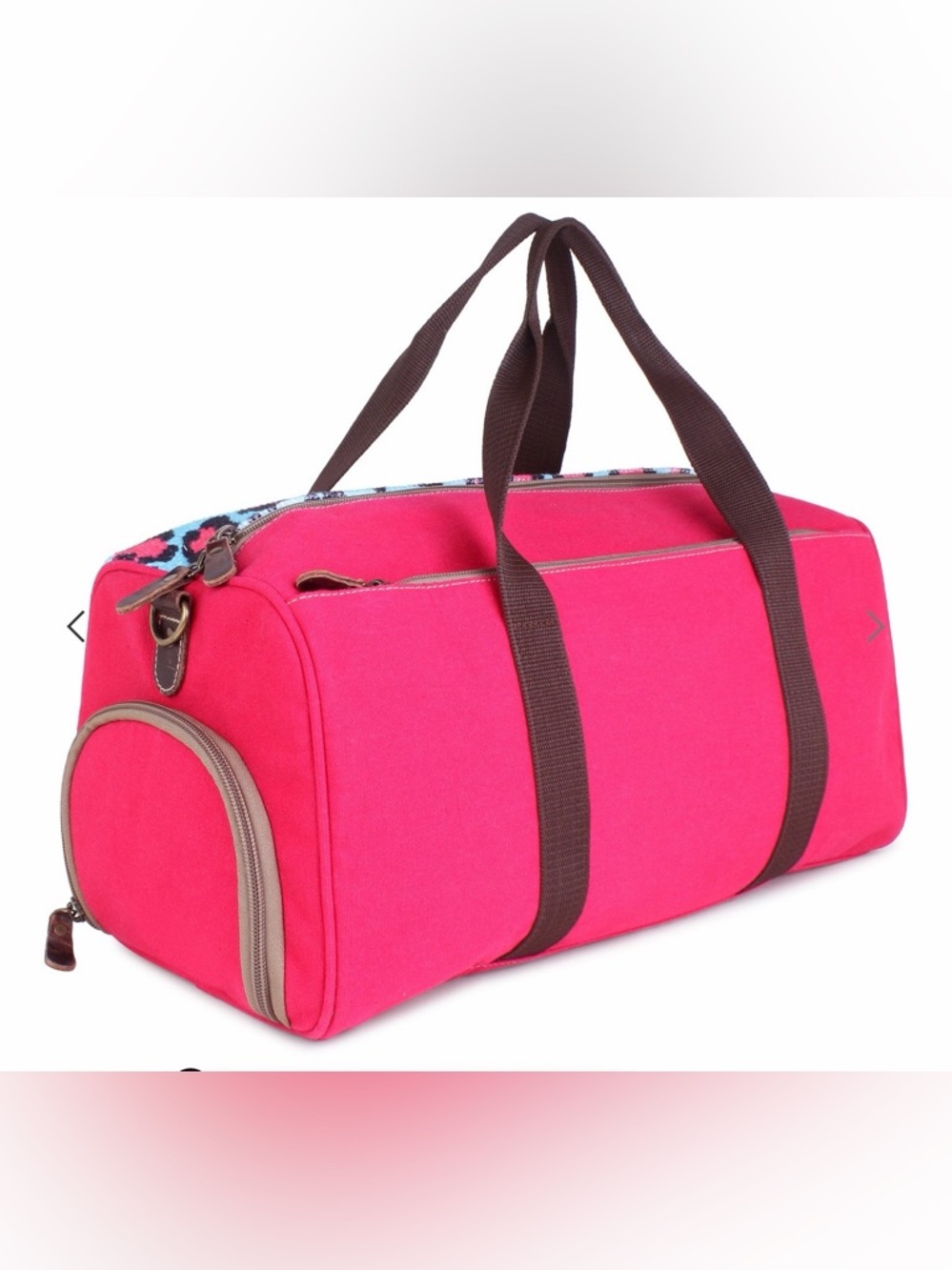 Sixtease Up-cycled Canvas Duffle Bag Leopard Print Adjustable Shoulder Strap - Picture 10 of 11